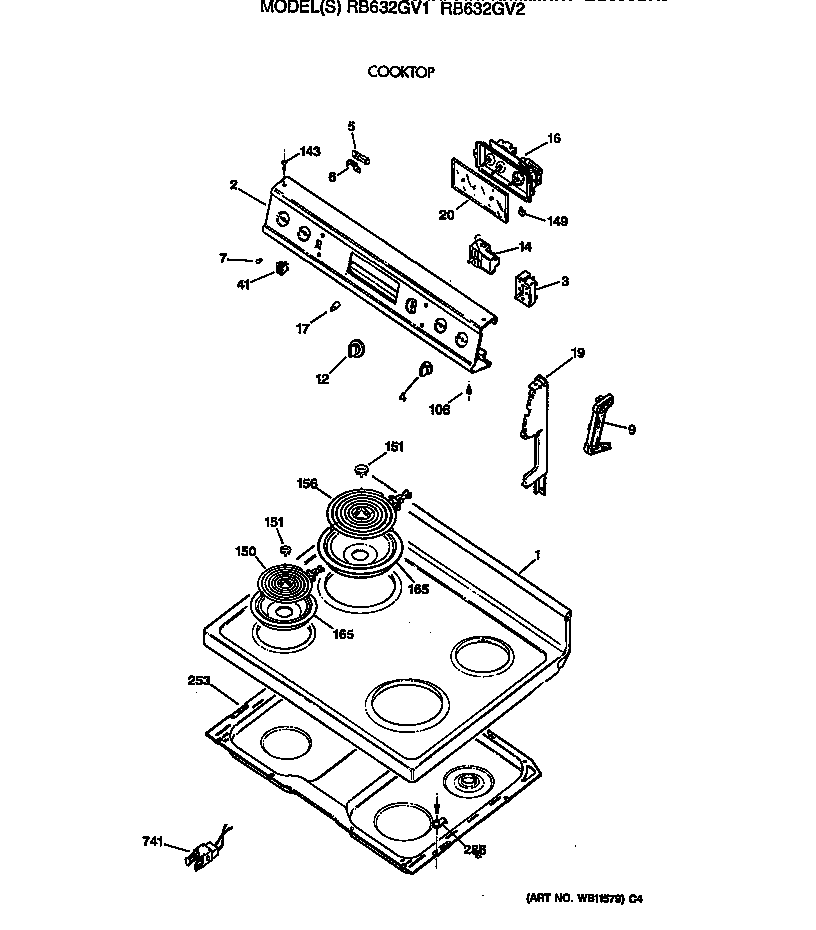 Hotpoint RB632GV2 cooktop diagram