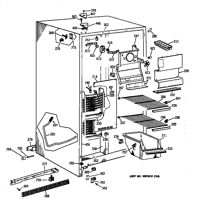 GE MSK22GAXBAD freezer section diagram