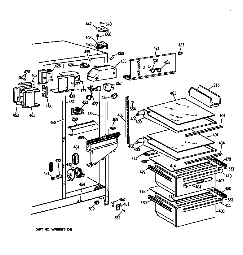 GE MSK22GAXBAD fresh food section diagram
