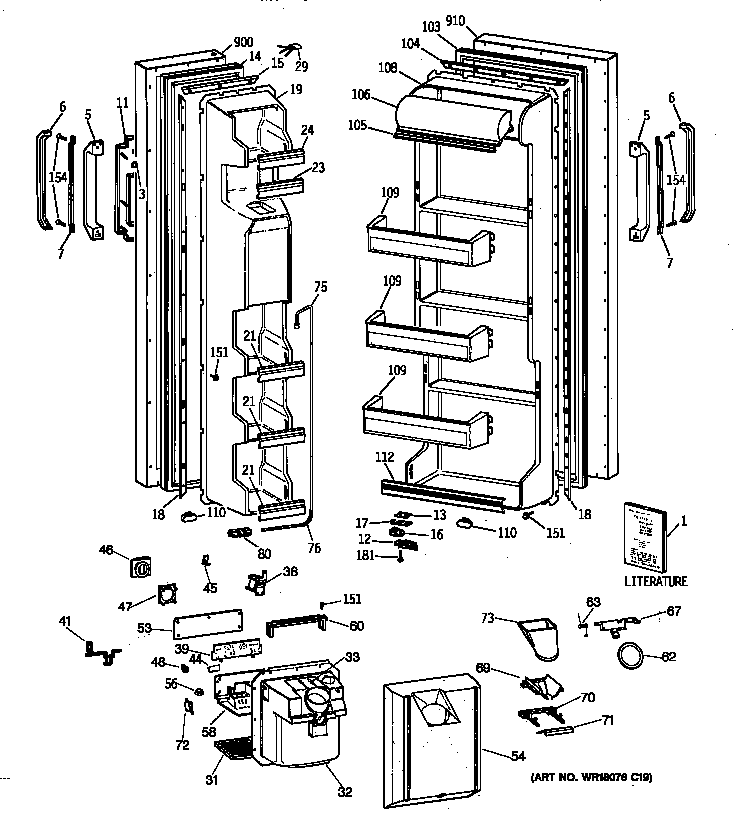 GE MSX22GRXDWW doors diagram