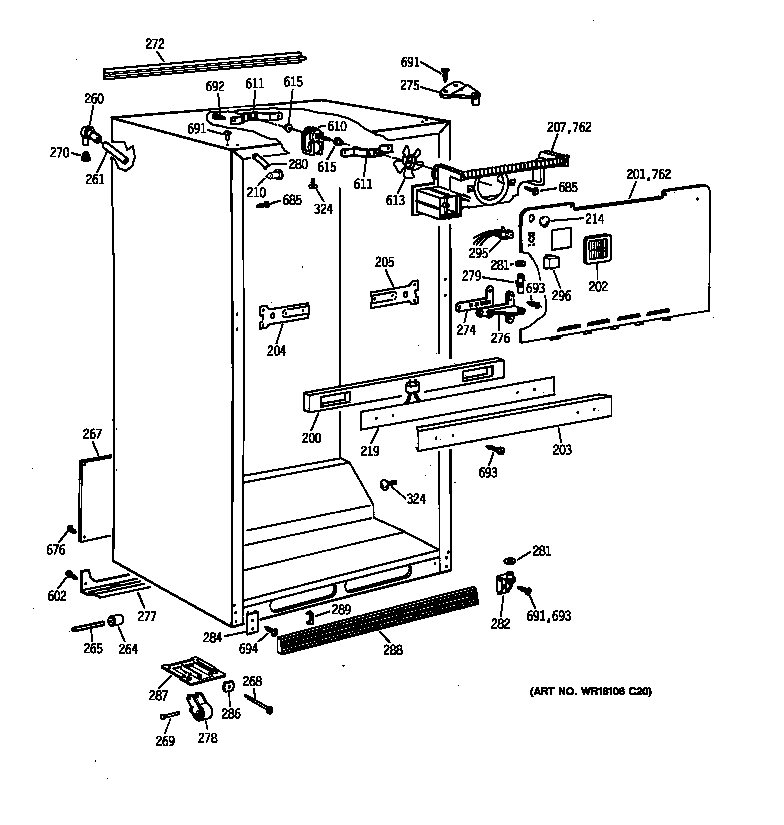 GE MTG18EAXMRWH cabinet parts diagram