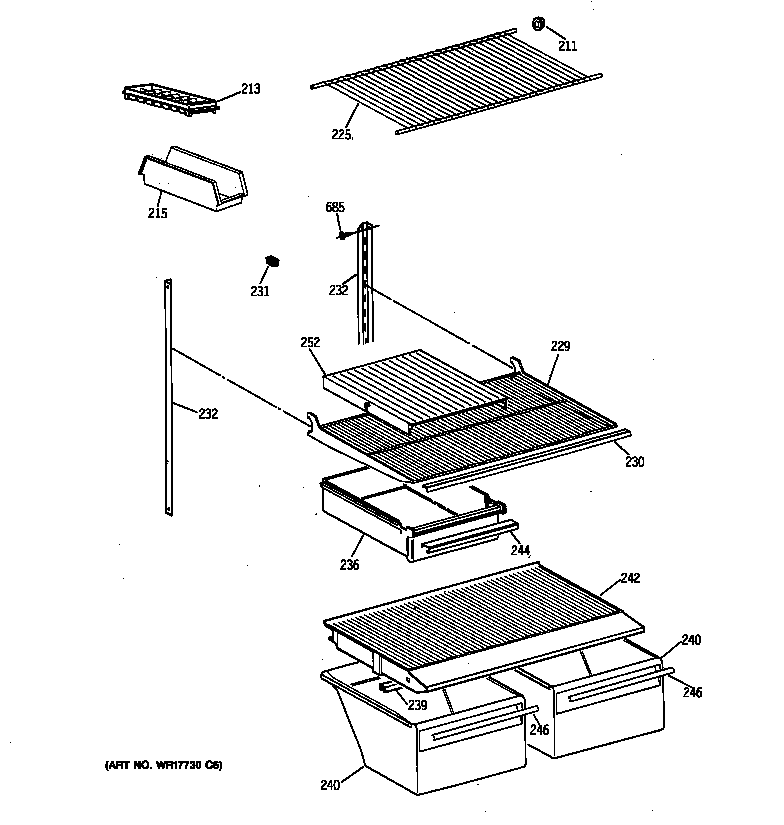 GE MTG18EAXMRWH shelf parts diagram