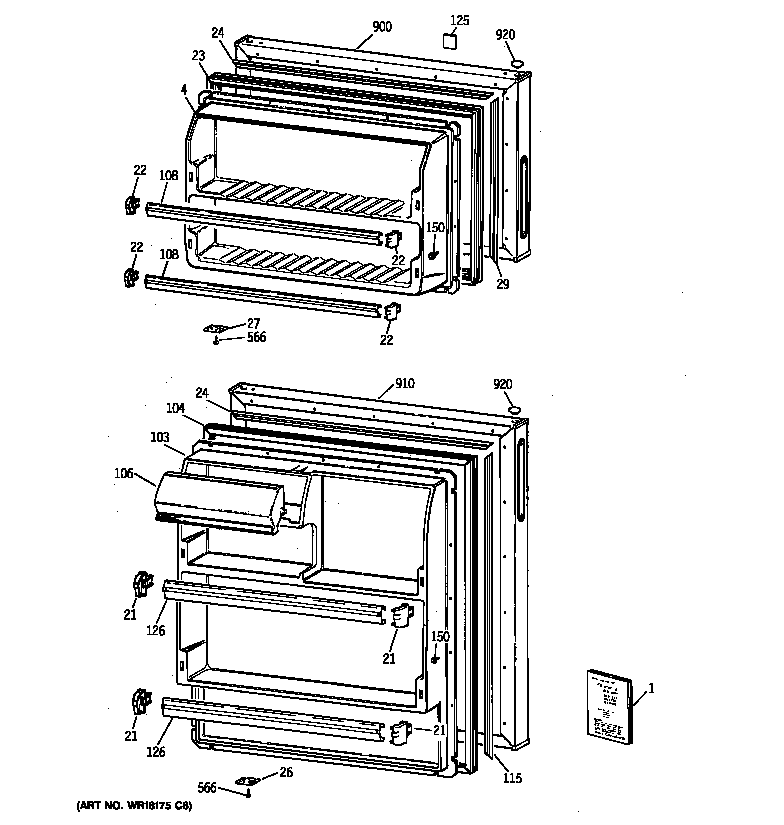 GE MTX14CYZBRAD door diagram