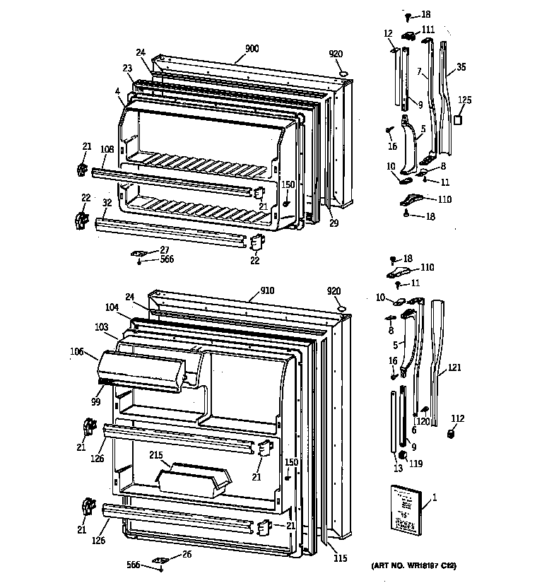 GE MTT16EAZBRWH doors diagram