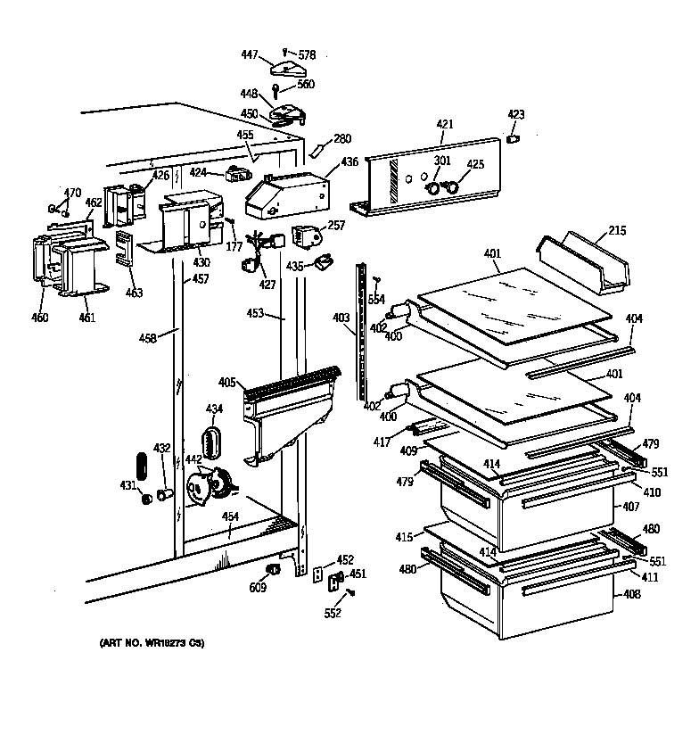 GE MSZ20GAYDWW fresh food section diagram