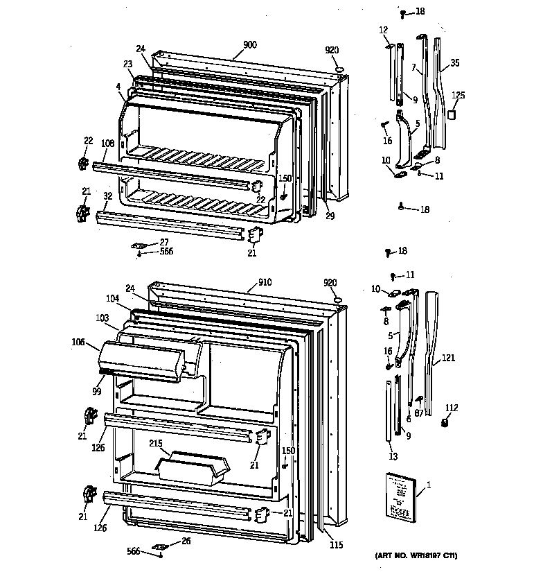 GE MTT18EAZDRWH doors diagram