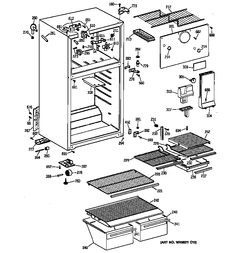 GE MTT18EAZDRWH cabinet diagram