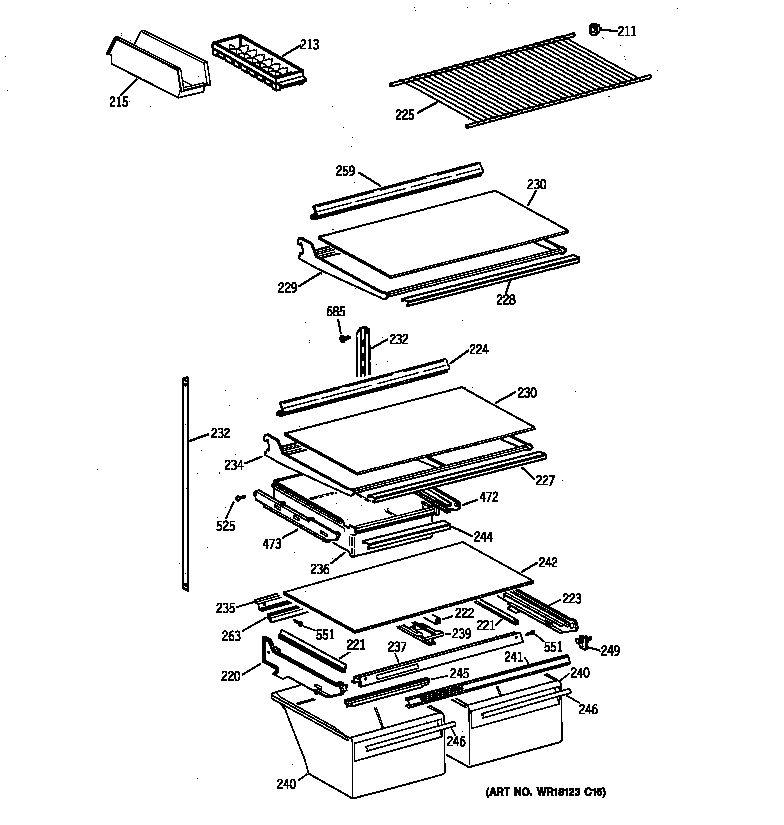 GE MTK24GAXHRAA shelf parts diagram