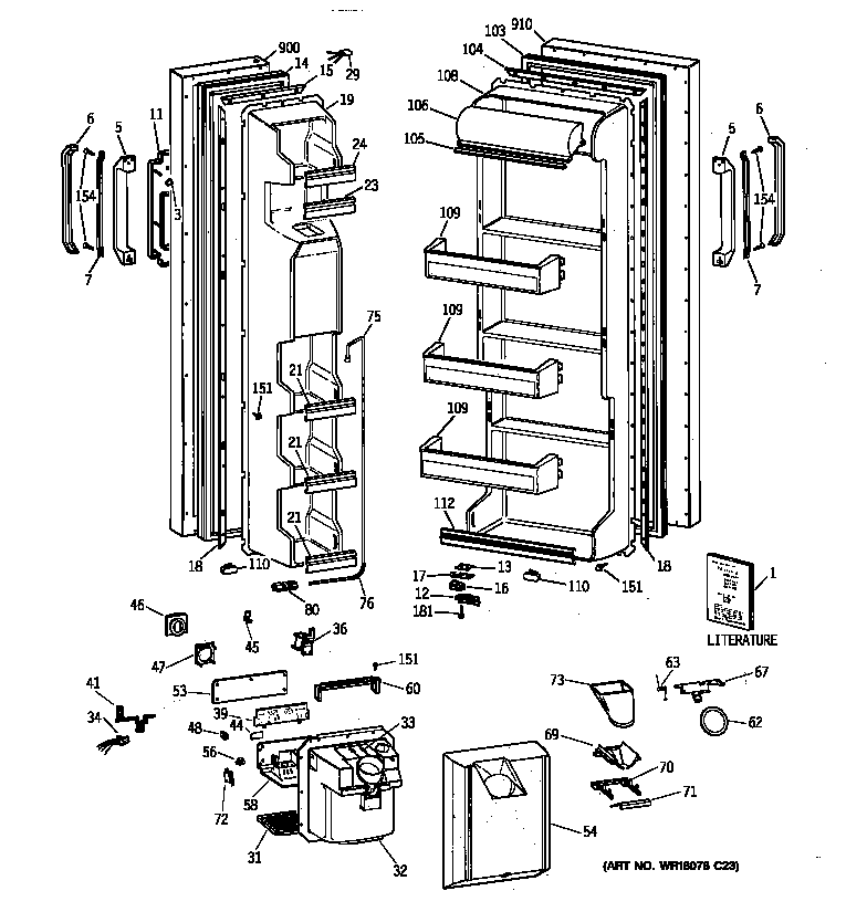 GE MSX22GRZAAA doors diagram
