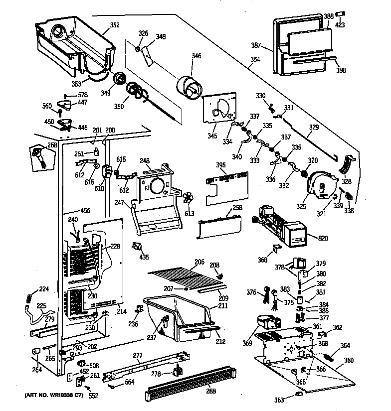 GE MSX22GRZAAA freezer section diagram
