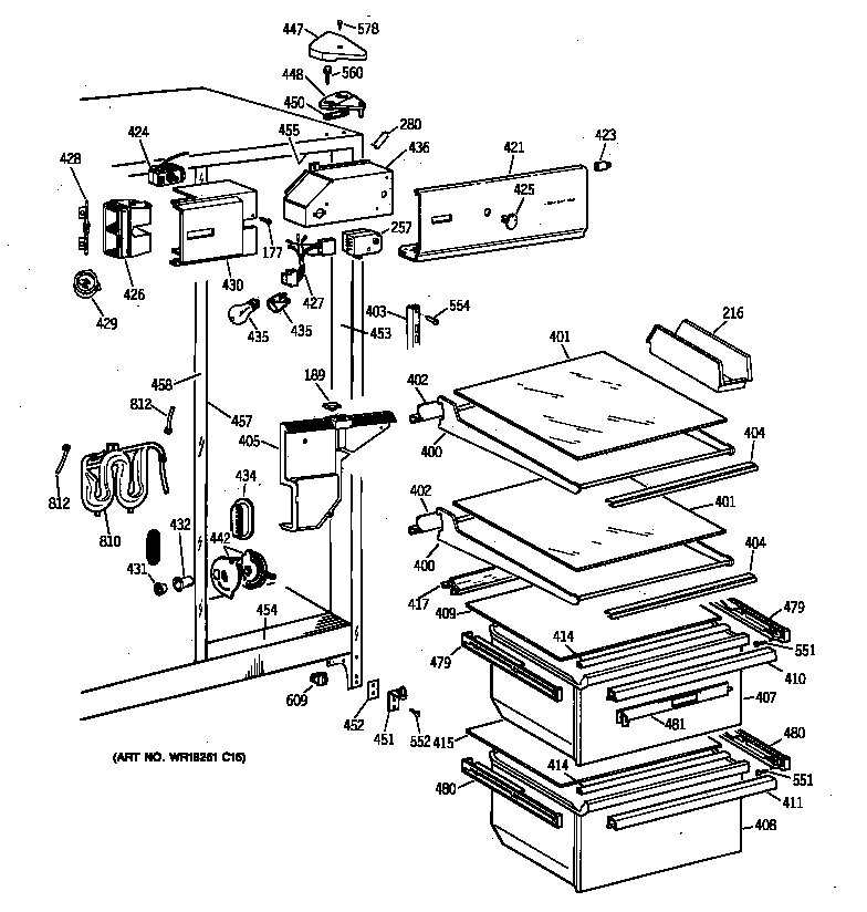 GE MSX22GRZAAA fresh food section diagram