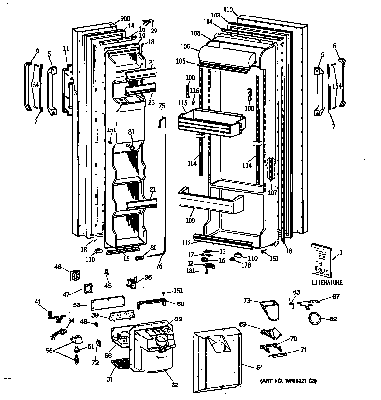 GE MSX25DRZAWW doors diagram