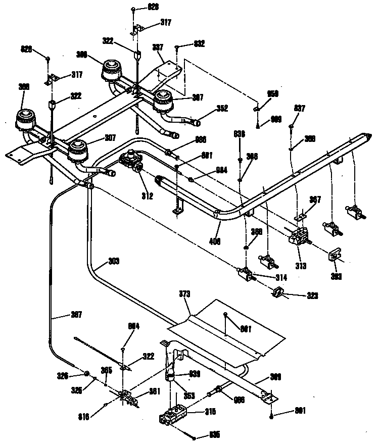 GE L2B235GEL1 gas lines diagram