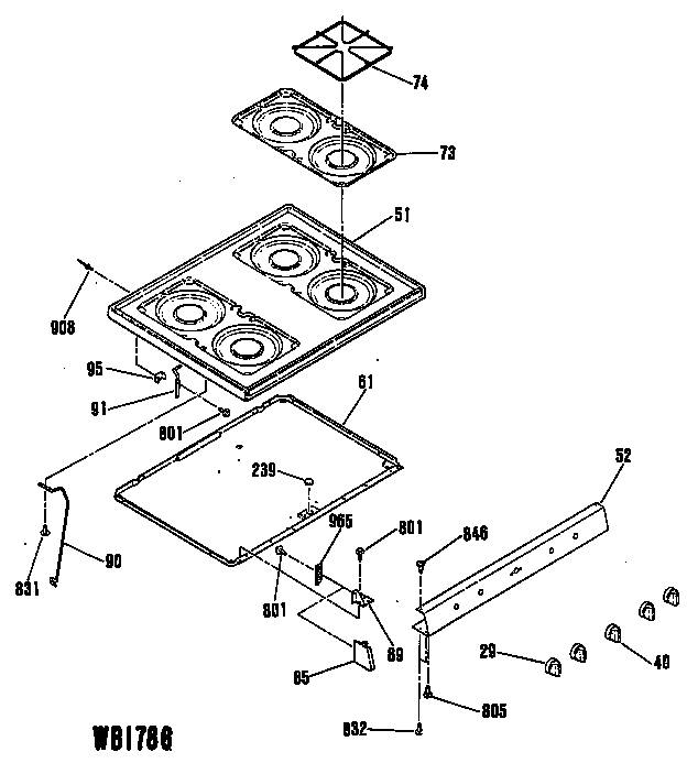 GE L2B115GPL1 cooktop diagram