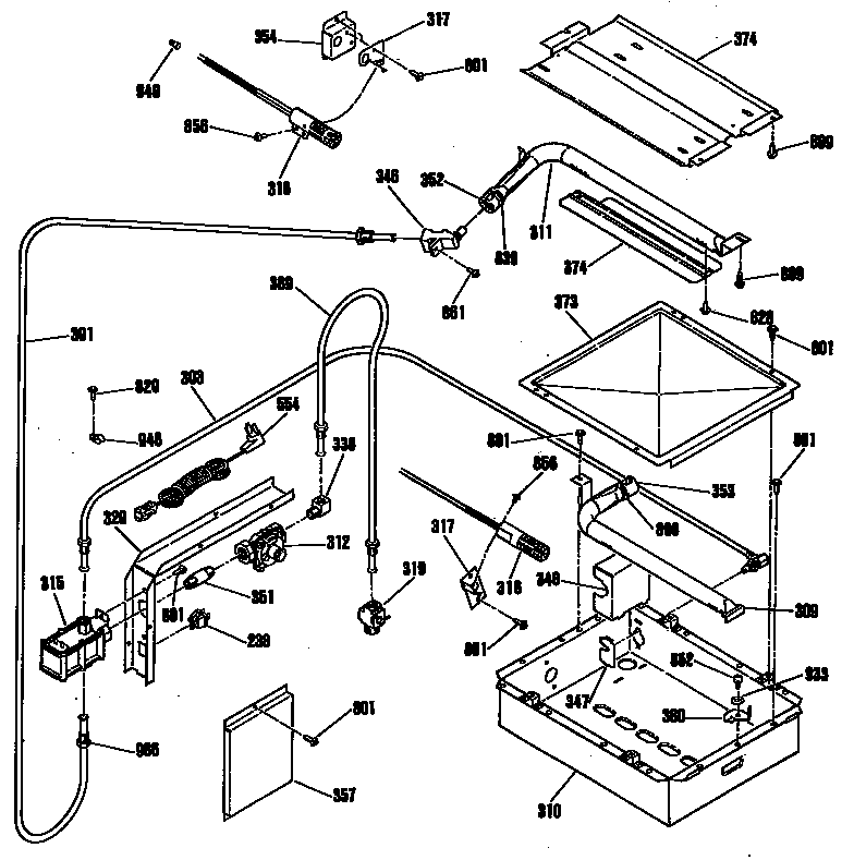 GE L2J345GEL2 gas lines diagram
