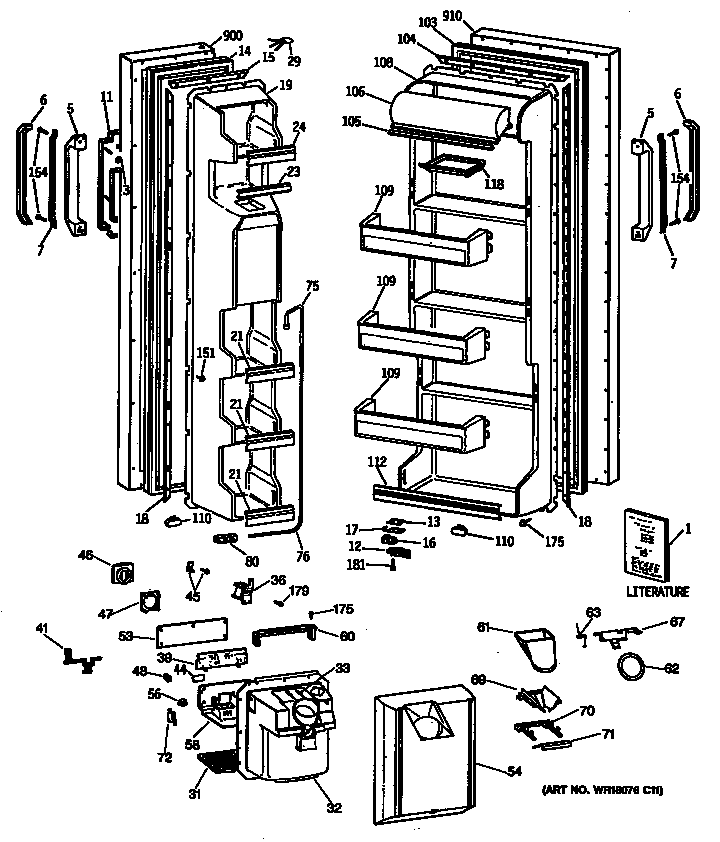 GE MSX20GWSBWH doors diagram