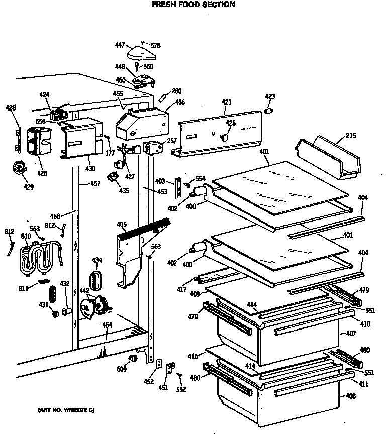 GE MSX20GWSBWH fresh food section diagram