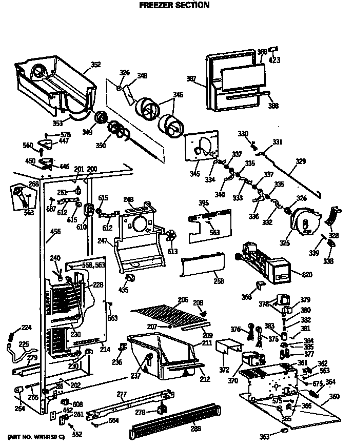GE MSX24GRSBAD freezer section diagram