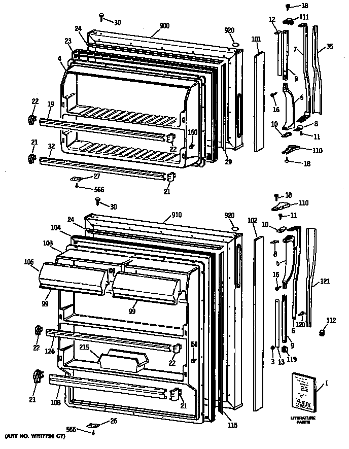 GE MTE14EASJRWH doors diagram