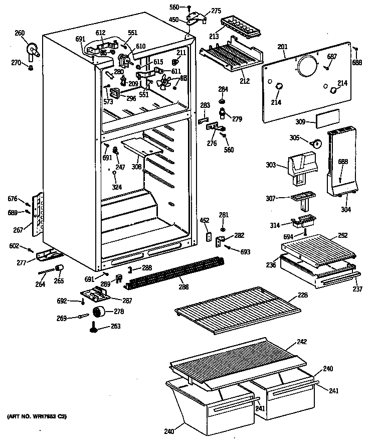 GE MTE14EASJRWH cabinet diagram