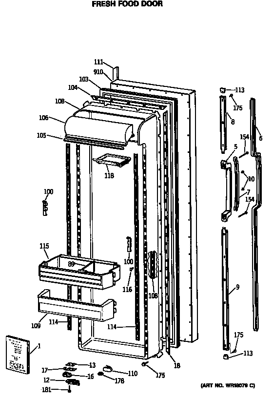 GE MSX27DRSMAD fresh food door diagram