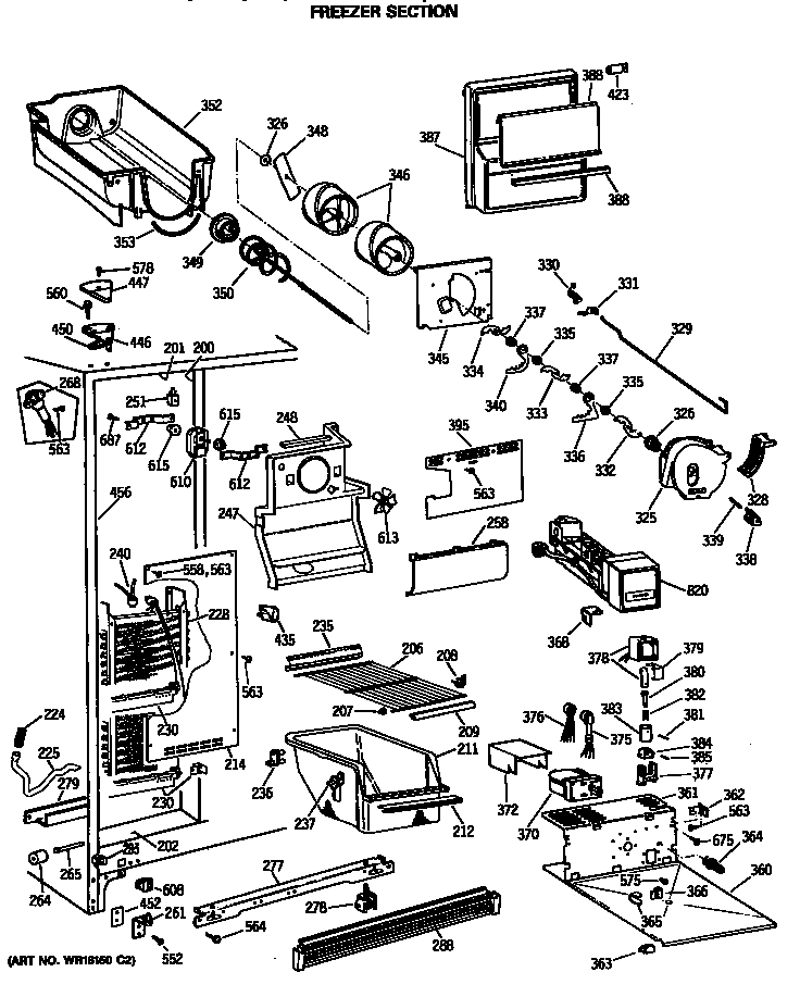 GE MSX27DRSMAD freezer section diagram