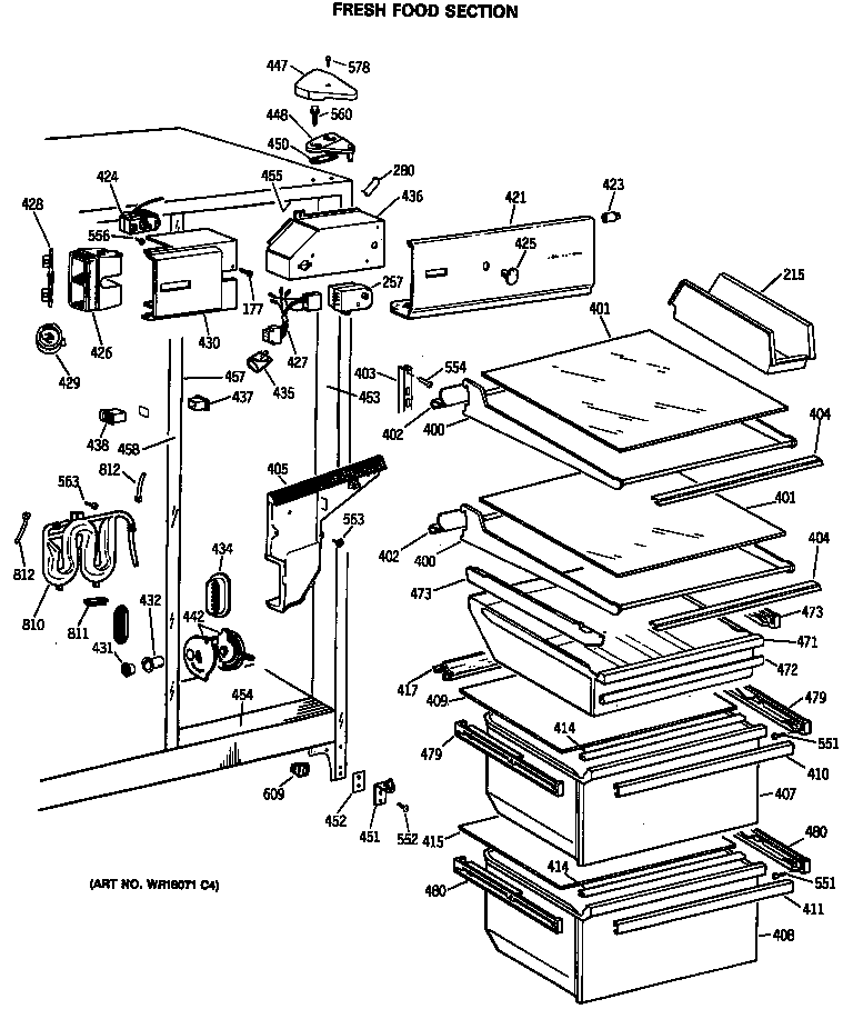 GE MSX27DRSMAD fresh food section diagram