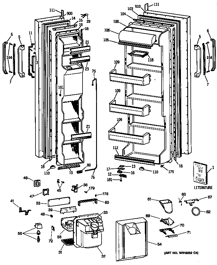 GE MSH24GRTAAA doors diagram