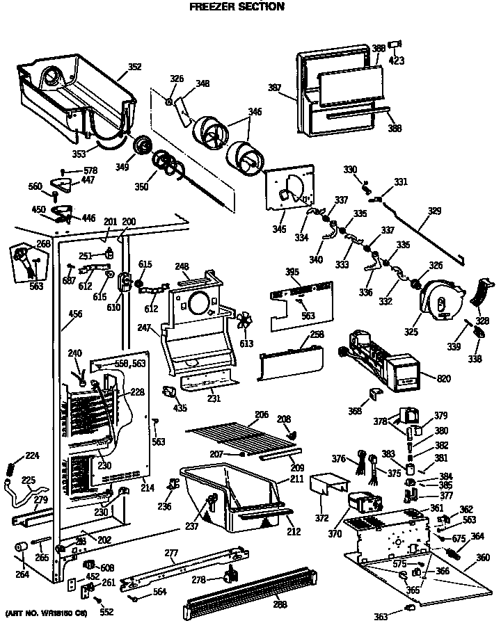 GE MSH24GRTAAA freezer section diagram