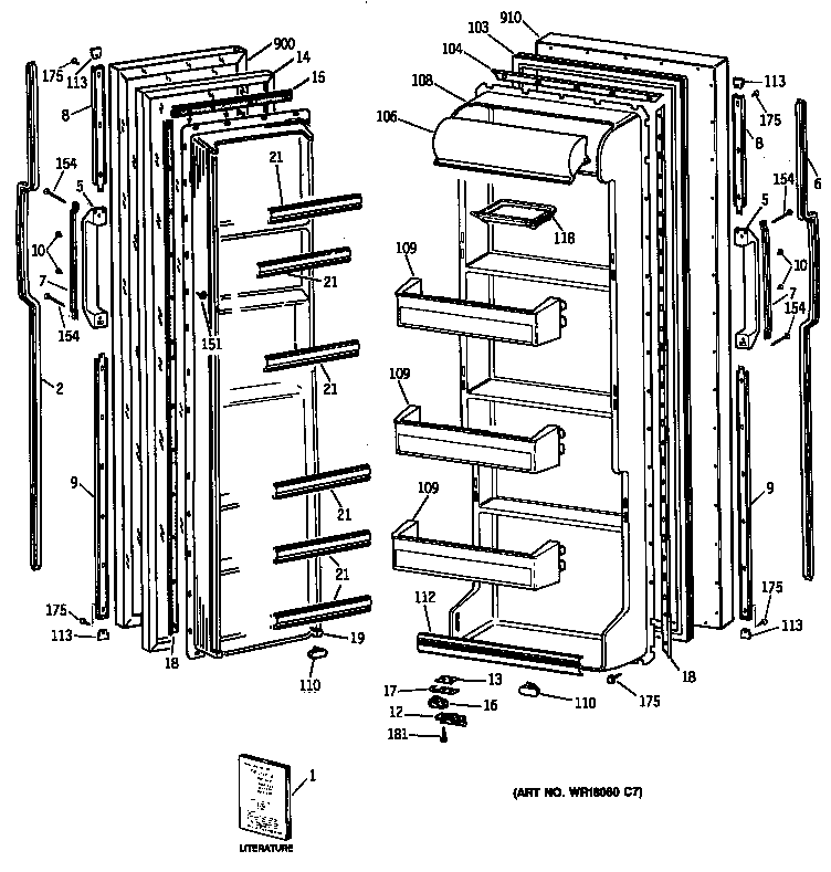 GE MRSC20BASMAD door diagram