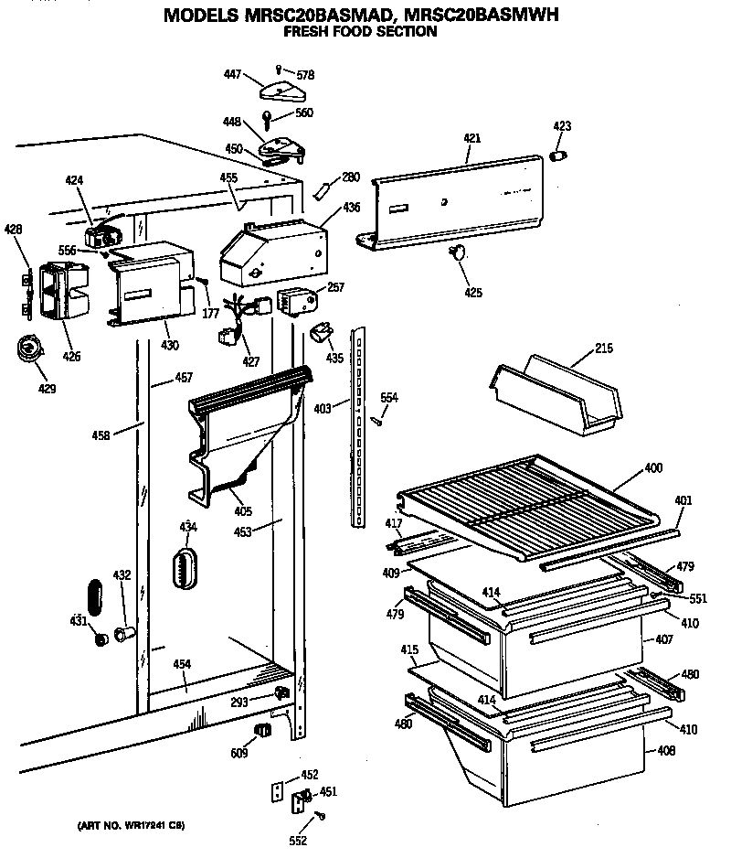 GE MRSC20BASMAD fresh food section diagram