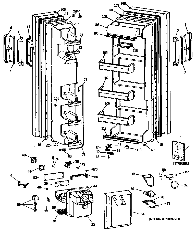 GE MRSC22BRSMWH doors diagram