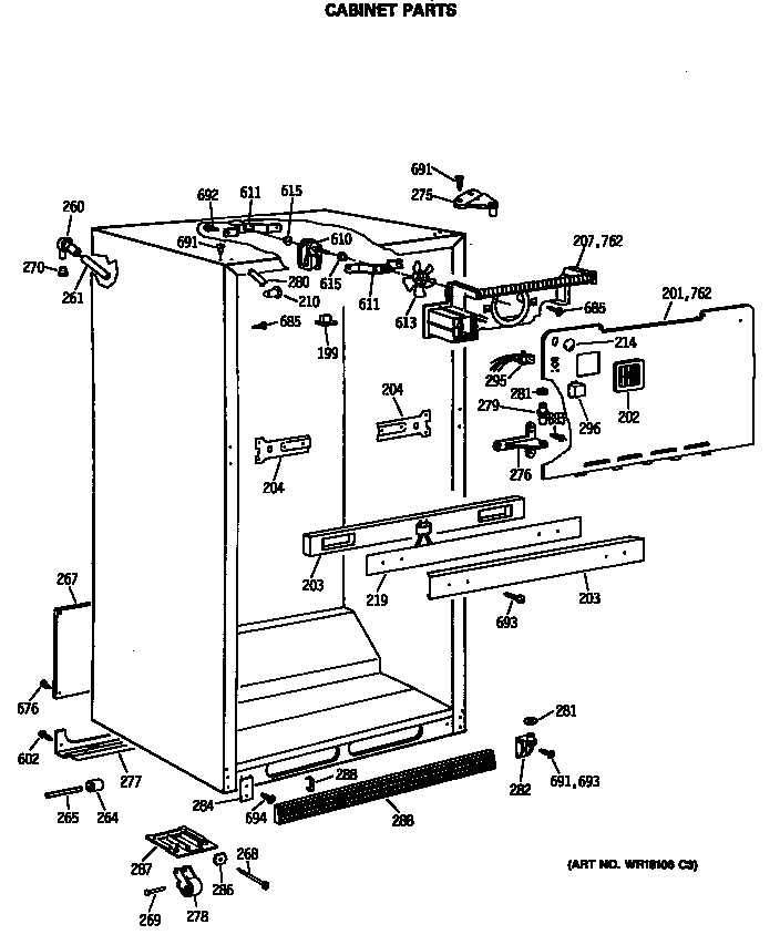 GE MTH21GASRRWH cabinet parts diagram