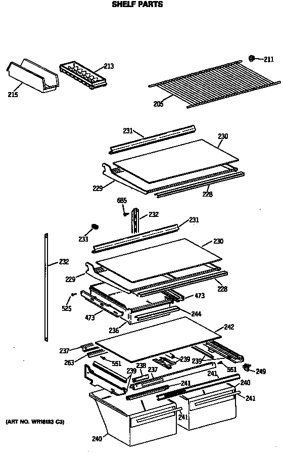 GE MTH21GASRRWH shelf parts diagram