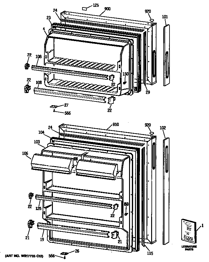 GE MTH16CYSKRWH doors diagram