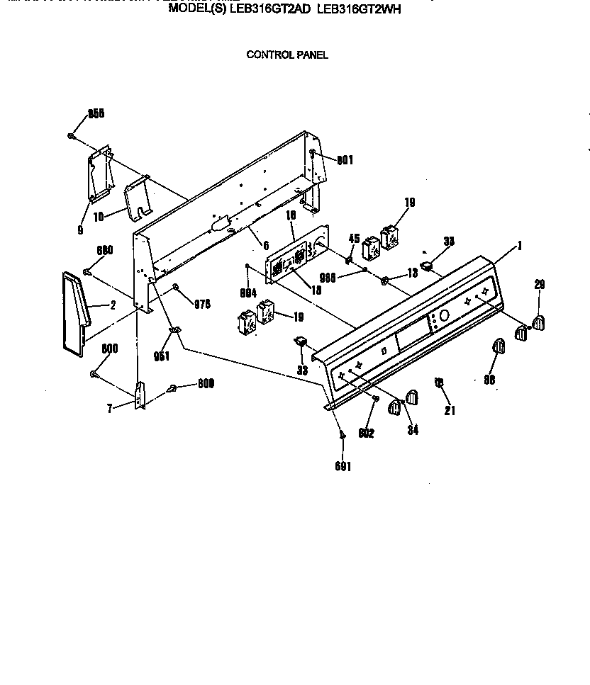 GE LEB316GT2AD control panel diagram