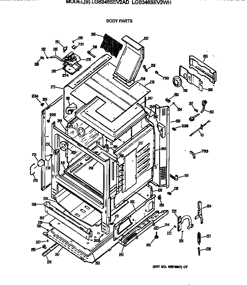 GE LGB346SEV2WH body parts diagram