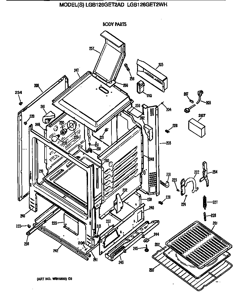 GE LGB126GET2AD body parts diagram