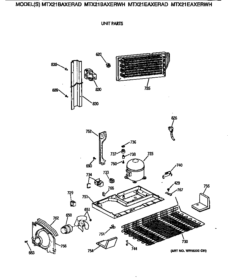 GE MTX21BAXERWH unit parts diagram
