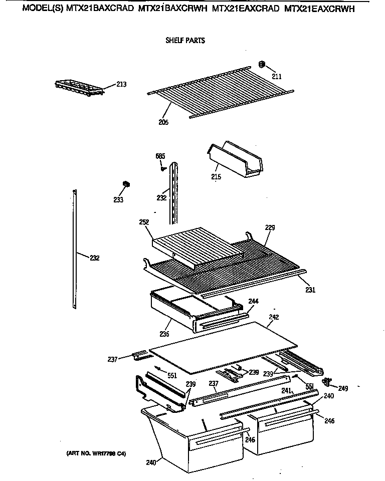 GE MTX21BAXCRWH shelf parts diagram