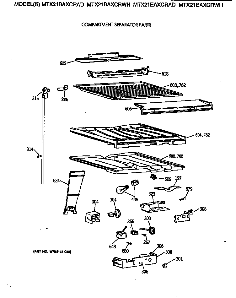 GE MTX21BAXCRWH compartment separator parts diagram
