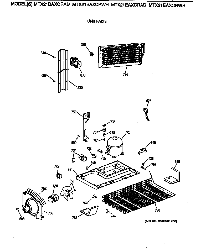 GE MTX21BAXCRWH unit parts diagram