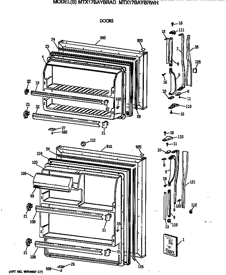 GE MTX17BAYBRAD doors diagram