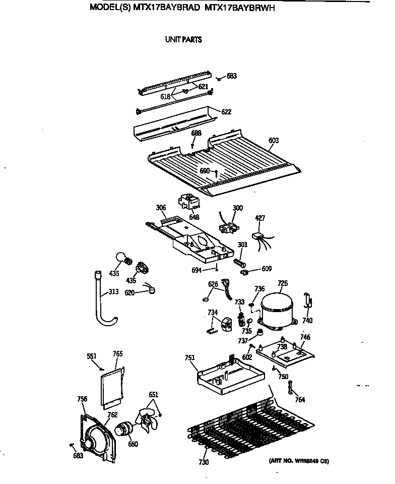 GE MTX17BAYBRAD unit parts diagram