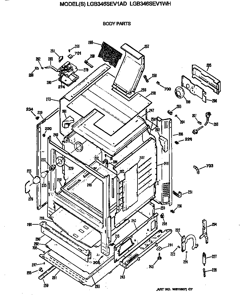 GE LGB346SEV1WH body parts diagram