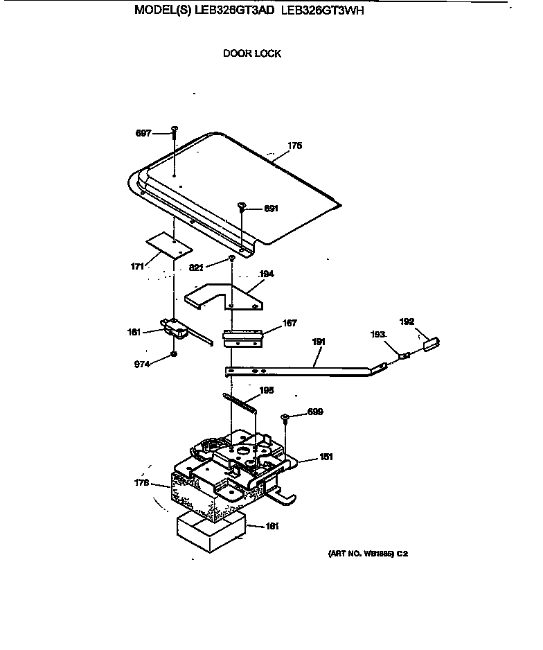 GE LEB326GT3WH door lock diagram