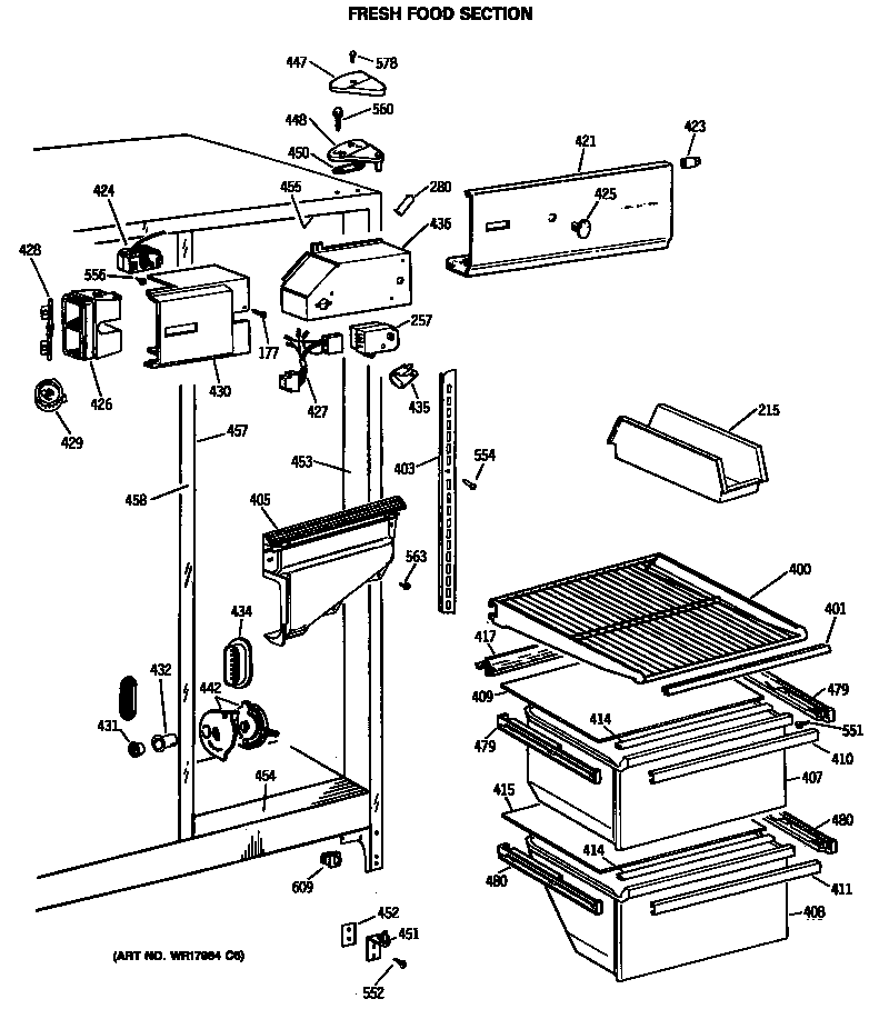 GE MSX20EASMAD fresh food section diagram