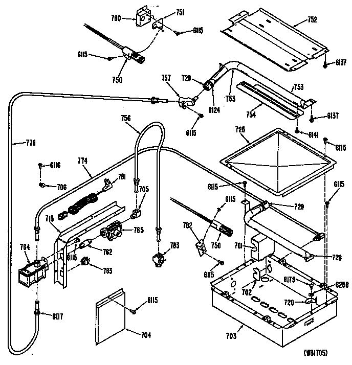 GE L2J345GEL1 gas lines diagram