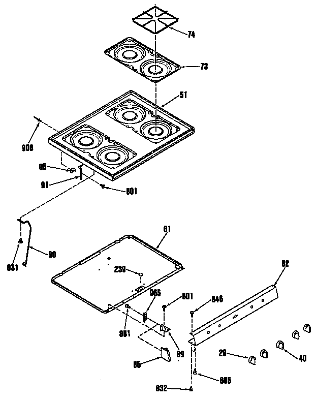 GE L2B115GPL0 cooktop diagram