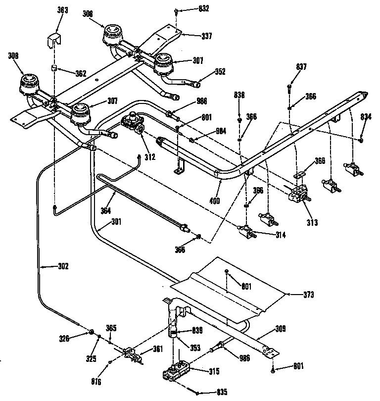 GE L2B115GPL0 burners diagram